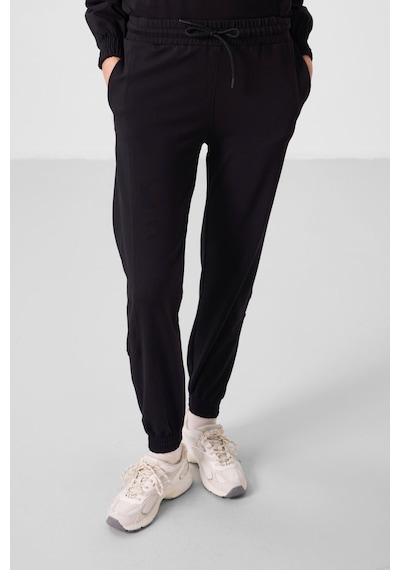 Siyah O Yaka Basic Oversize Kadın Eşofman Tunik Takım - 95347 Siyah