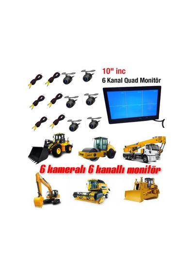 10 İnç 6 Kanallı 6 Kameralı Araç Monitörü Twogo Go-6006