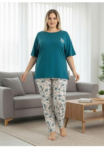 Pijamoni Kadın Ring Viskon Bisiklet Yaka Kısa Kol İnce Pijama Takımı 1445/10 - 1 Adet Petrol Pijamoni Kadın Ring Viskon Bisiklet Yaka Kısa Kol İnce Pijama Takımı 1445/10 - 1 Adet Petrol