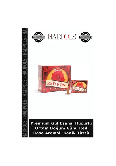 Premium Gül Esansı Huzurlu Ortam Doğum Günü Red Rose Aromalı Konik Tütsü