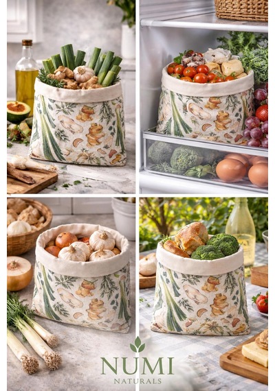 Premium Sebze Desenli Balmumu Gıda Saklama Torbası 2 Li Set 30x30 Cm Çok Renkli