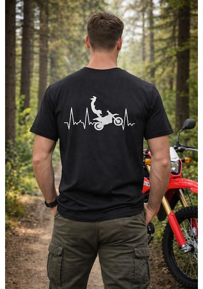 Aybaak Terapi Enduro Motocross Motorsiklet Baskılı Tişört Siyah