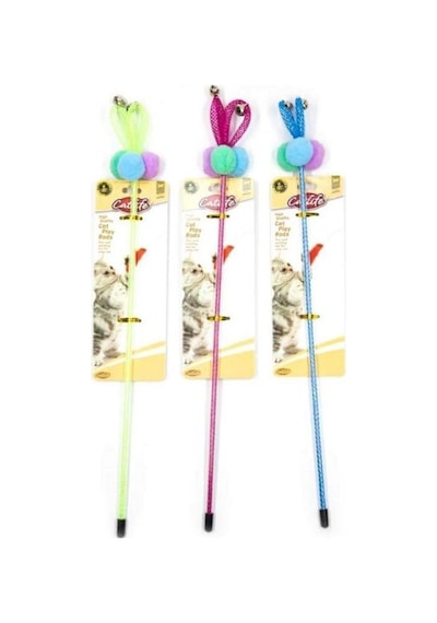 Catlife Peluş Toplu Zilli Kedi Oltası Oyuncağı Karışık Renk 40 Cm