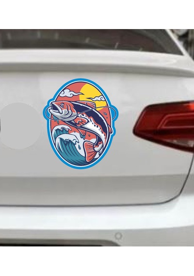 Balık Avı Balıkçılık Sticker - Denizcilik Balık Off Road Araba Oto Motosiklet Karavan Cam Sticker - 00224 12X10 Cm