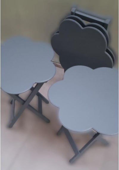 1448bng90110çanta Zigon Sehpa Papatya Dörtlü Model Ahşap Mdf Parlak Gri Renk El Yapım