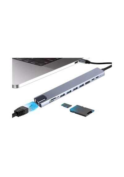 Type C Hub, 10 İn 1 4 Adet 3.0 Usb Çoklayıcı,4k Hdmi Bağlantısı,sd Tf Kart Okuyucu,rj45 Ethernet,2 Adet Usb C Pc Bağlantı Girişli Adaptörü İle Uyumlu Zr795