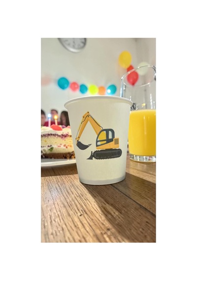 Kepçe İnşaat Tamir Doğumgünü Parti Etkinlik Temalı Tek Kullanımlık 7 Oz 50 Adet Karton Bardak 1