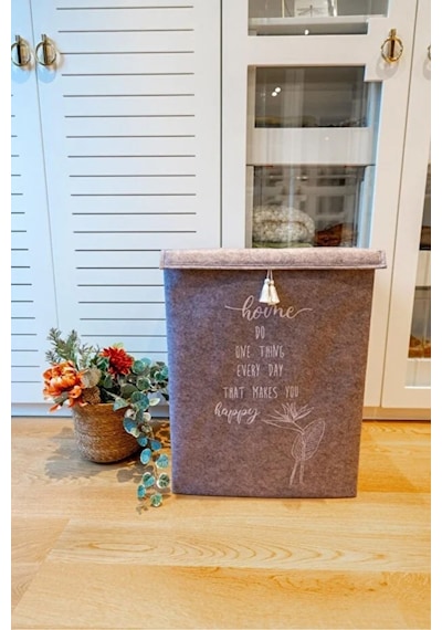 2 Adet Keçe Kapaklı Mega Kutu Organizer -çamaşır Sepeti-çok Amaçlı Kullanım 41x30x55 Cm Gri-beyaz