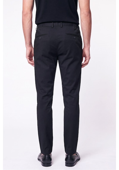 Comfort Fit Beli Lastikli Esnek Keten Siyah Pantolon P 1221
