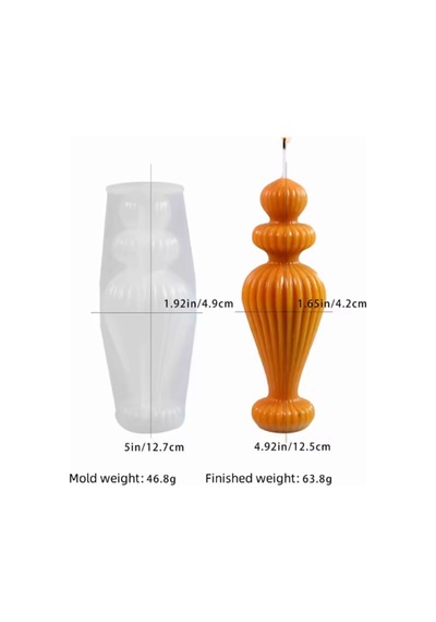 Silikon Avrupa Çizgili Mum Kalıbı Aromaterapi Mumluk Süs Masaüstü Dekorasyon Mumu 12.7 Cm