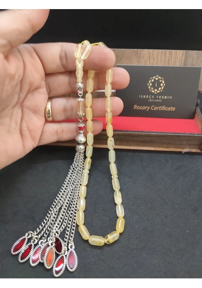Ahşap Kutulu 475 Ayar Gümüş Püsküllü Kali Ngrad Kaya Damla 8.18 G Açık Gri