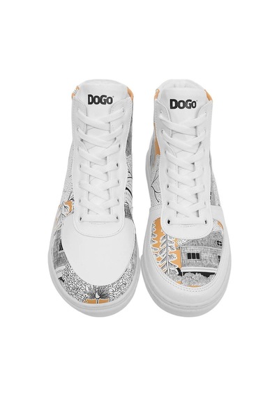 Kadın Vegan Deri Beyaz High Sneakers - There You Are Tasarım Çok Renkli