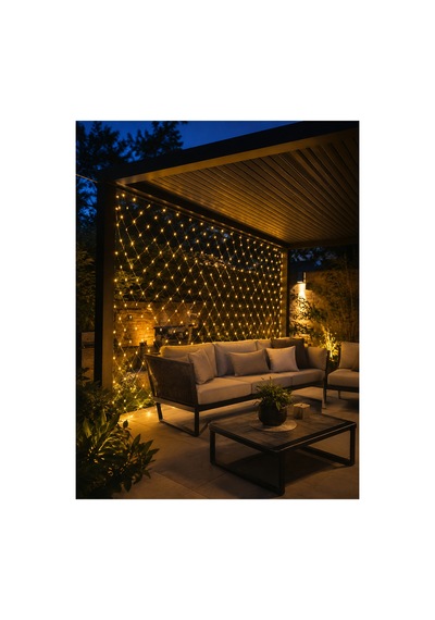 3x3 Metre Ağ Led İle Bahçenize Sıcak Ve Şık Aydınlatma Çok Renkli Çok Renkli