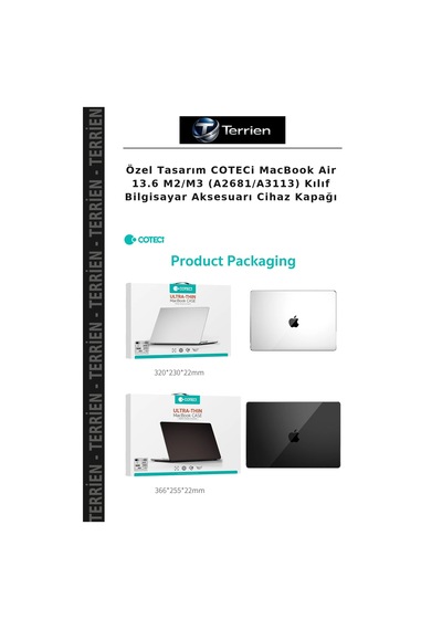 Özel Tasarım Coteci Apple MacBook Uyumlu Air 13.6 M2/m3 A2681/a3113 Kılıf Bilgisayar Aksesuarı Cihaz Kapağı Çok Renkli