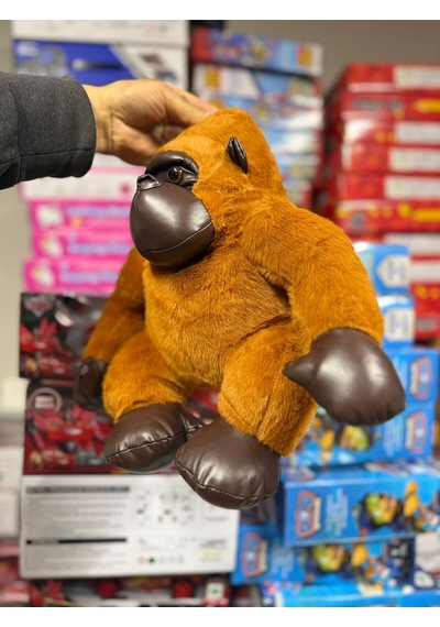 Kahverengi Peluş Goril Oyuncak Deri Detaylı Peluş Kahverengi