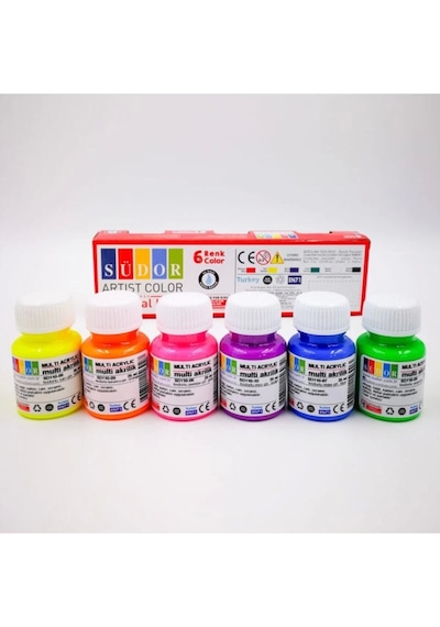Multi Akrilik Boya Fosforlu Set 6x25 Ml Sd116f Beyaz