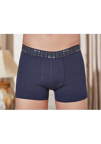 Berrak Lacivert Çizgili Lycra Erkek Boxer 001
