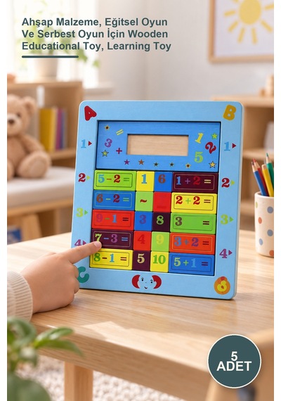 5 Adet Ahşap Eğitici Oyuncak Ahşap Malzeme, Eğitsel Oyun Ve Serbest Oyun İçin Wooden Educational Toy, Learning Toy
