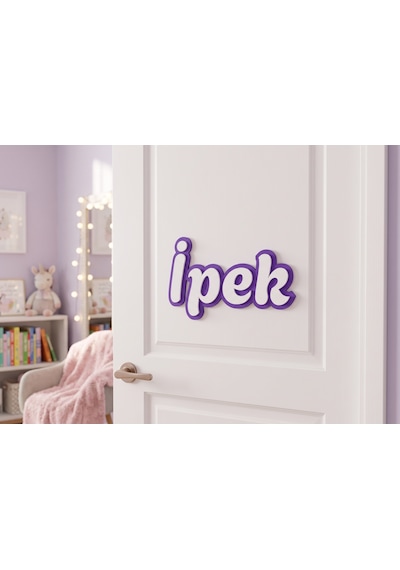 Kişiye Özel Isimlik Kapı Süsü Pla Harf Yazı - Bebek & Çocuk Odası Duvar Dekoru Mor