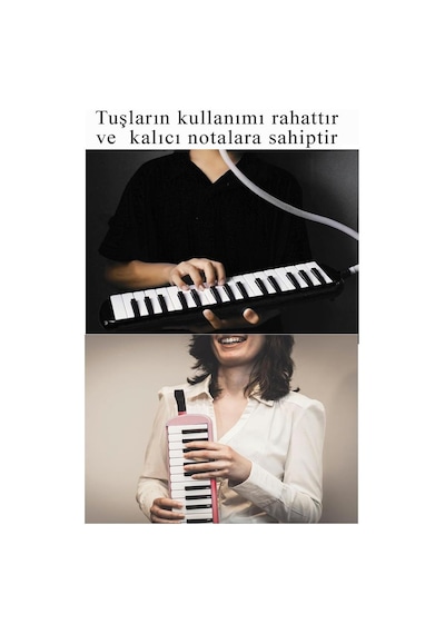 Melodika 32 Tuşlu Pembe Bez Çantalı 1 Adet 32k Hortumlu Melodika Askılı Taşıma Kulplu Okul Öğrenci Pembe