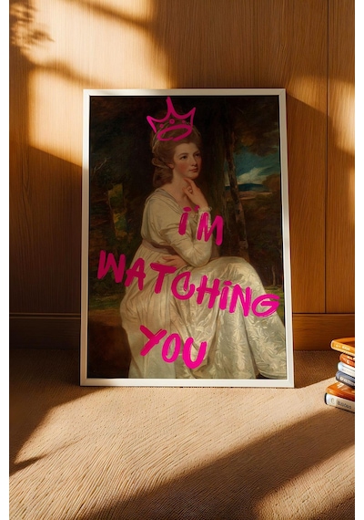 Lady Elizabeth Hamilton Çerçeveli Tablo I Am Watching You Genç Odası Espirili Tablo Altered Art