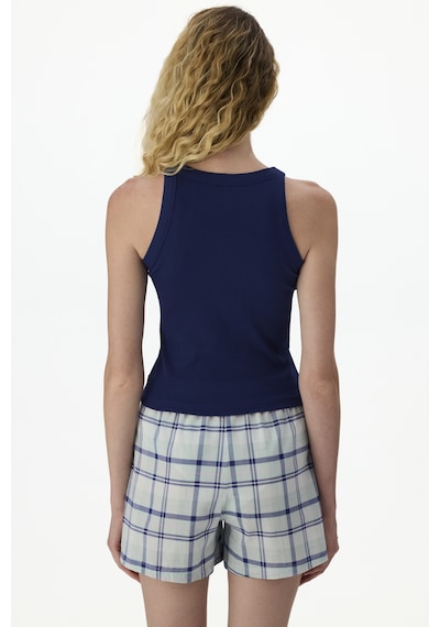 Penti Lacivert Mira Checked Şort Pijama Takımı