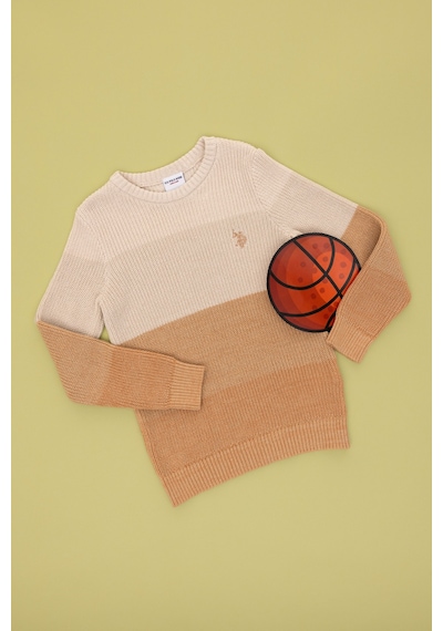 U.S. Polo Assn. Erkek Çocuk Camel Bisiklet Yaka Kazak 50295576-VR015 U.S. Polo Assn. Erkek Çocuk Camel Bisiklet Yaka Kazak 50295576-VR015