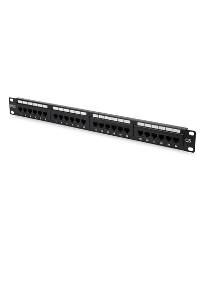 Digitus 19&quot 24 Port Cat-6 Utp Patch Panel, 8p8c, 50 Μ Mikron , Altın Kontak, Lsa, 1u, Zırhsız -18188
