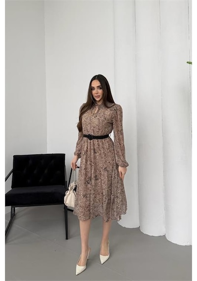 Neşeli Butik Kadın Bej Dik Yaka Bağlama Detaylı Şifon Kumaş Uzun Kol Midi Elbise Nbelb01 Bej Neşeli Butik Kadın Bej Dik Yaka Bağlama Detaylı Şifon Kumaş Uzun Kol Midi Elbise Nbelb01 Bej