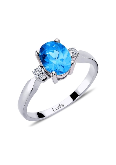 Lova Pırlantalı Oval Blue Topaz Yüzük - 1020228