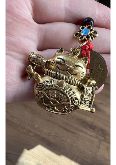 Feng Shui El Sallayan Bereket Ve Şans Kedisi Maneki Neko Anahtarlık Model 2