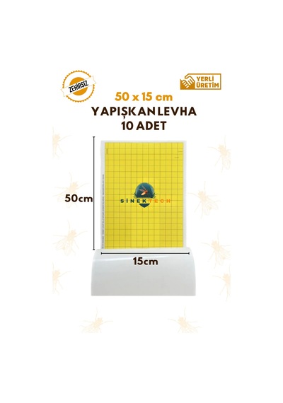 Sinek Tutucu Yapışkan Bant Levha 50x15cm 10 Adet Sinek Cihazı Yapışkanı Sinek Yakalama