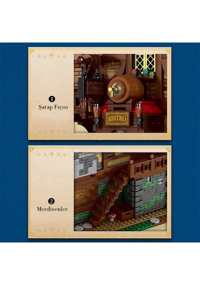 Reobrix 66018 Orta Çağ Bistrosu Yaratıcı Yapı Blok Seti Building Blocks Medieval Bistro -2831 Parça