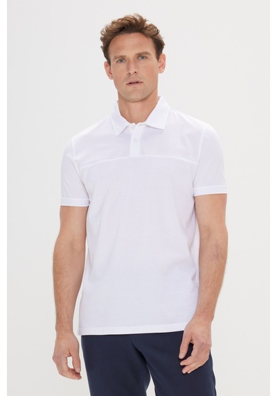 Ac&co Erkek Beyaz Slim Fit Dar Kesim %100 Pamuk Polo Yaka Tişört