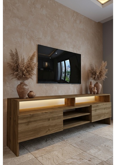 Resital Ledli Tv Sehpası - Led Işıklı - Ceviz - W9032-2