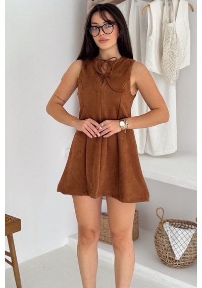 Noa & Noa Kadın Bağlama Detaylı Süet Elbise Retro & Zarif Dokunuş Taba Noa & Noa Kadın Bağlama Detaylı Süet Elbise Retro & Zarif Dokunuş Taba