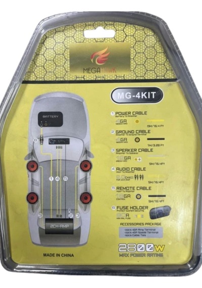 Mg-4kıt Amfi Kablo Seti 4ga 2800w Oto Ses Sistemi Tesisat Kiti Komple Set