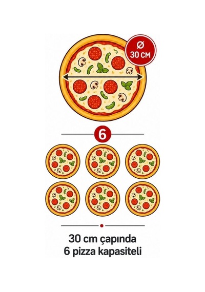 Silverinox Elektrikli Tek Kat 30 Cm 6 Pizza Kapasiteli Pizza Fırını 380v