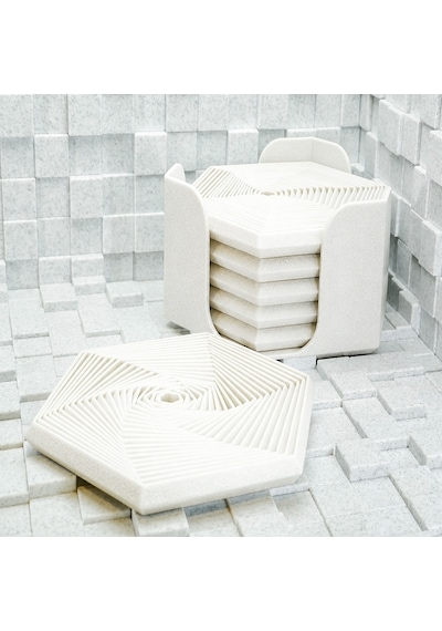 3d Baskı Super Fidget Coaster Seti - Altıgen Desenli Bardak Altlığı Ve Tutucu-beyaz Diğer