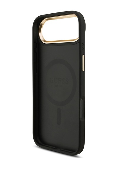 Apple Uyumlu iPhone 17 Air  Kılıf Guess Lisanslı M-safe Özellikli Askılı Ve 4g Logo Kartlıklı Kapak Siyah Siyah