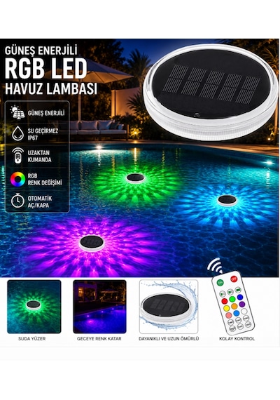 Solar Güneş Enerjili Yüzen Havuz Ve Bahçe Lambası Uzaktan Kumandalı Rgb Renkli Su Geçirmez Ip67 1