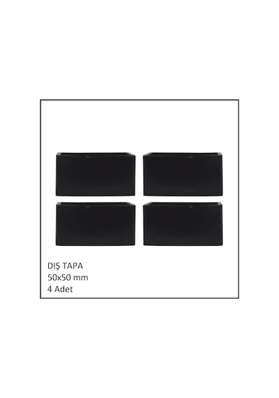Plastik Dış Tapa, Profil Tapası, Kare, Siyah, 50x50 Mm 4 Adet Siyah