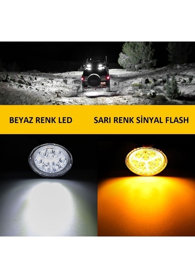 Off Road Led Çalışma Lambası Drl Sarı Renk Sinyal Çakarlı Flash Arazi Aracı Tır Kamyon Tekne Sis Farı