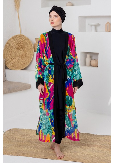 Adasea Uv Korumalı Mayo Üzerine Tek Pareo Kimono 1709 Mint Mint Yeşili