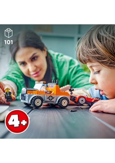 LEGO® City Çekici Kamyon ve Spor Araba Tamiri 60435 - 4+ Yaratıcı Oyuncak Yapım Seti (101 Parça)