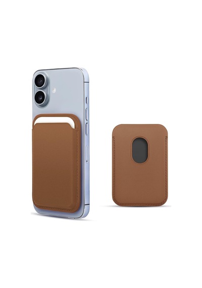 Microsonic Apple iPhone Uyumlu 17 Leather Wallet Magsafe Kahverengi -