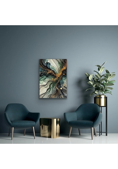 Yeşil Mavi Soyut Kanvas Tablo 70x100cm