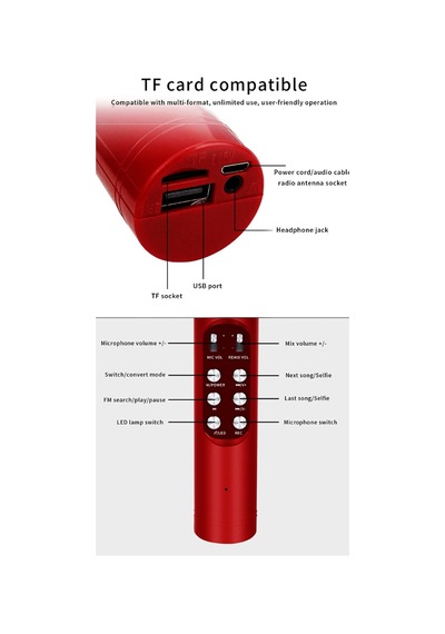 Ws-1816 Bluetooth Speaker Karaoke Mikrofonlu Kablosuz Hoparlör Hafıza Kartı Ve Usb Girişli Şarjlı Rgb Led Işıklı Müzikçalar