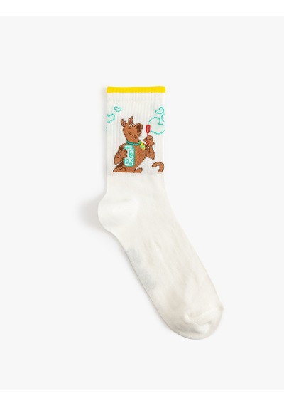Koton Lisanslı Scooby Doo Baskılı Soket Çorap Beyaz 7wak80060aa