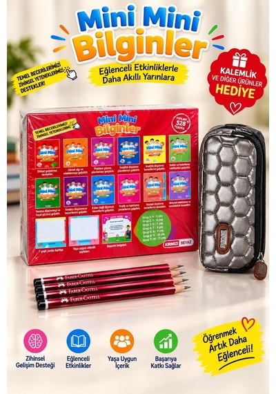 Efsane Bilgin 1.sınıf Mini Mini Bilginler Zenginleştirilmiş Eğitim Seti Gri Kalemlik Hediye